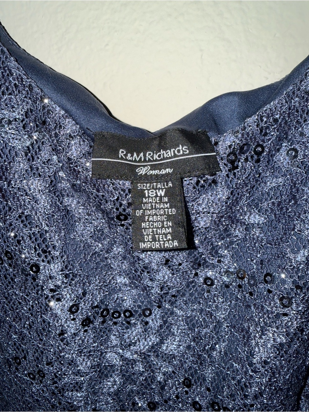 R&M Richards Blue Lace Sequin Evening Jacket & Shell Set - Picture 5 of 6